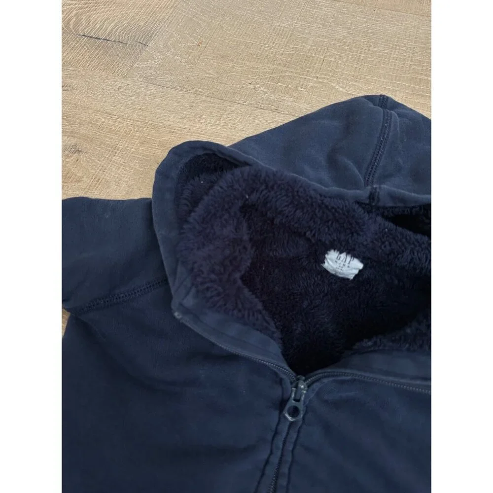 Gap Kids Sherpa-Lined Navy Zip-Up Hoodie XS 4/5